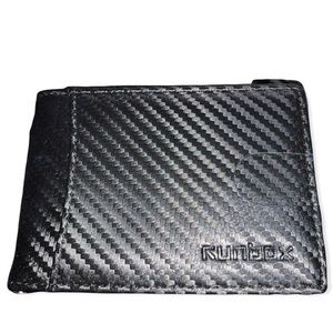 Mens Black Leather Money Clip Wallet